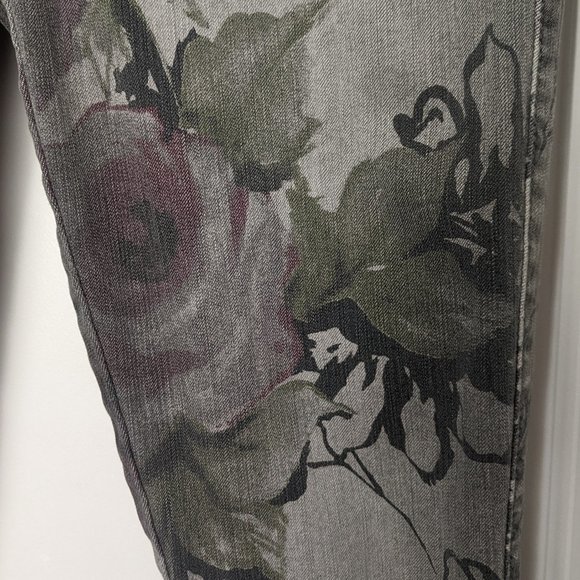 Guess Grey Brittney Skinny Floral Low Rise Jeans - Picture 4 of 5